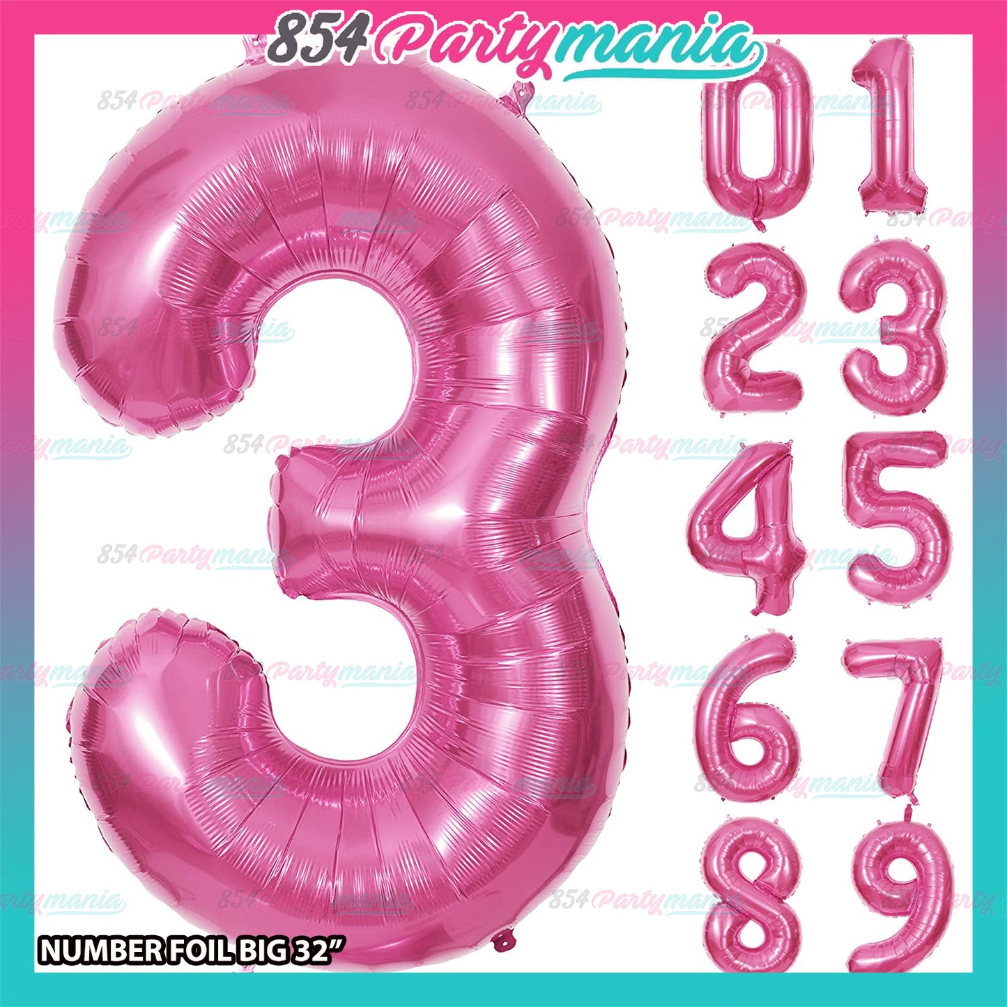 32 inch Big Number Foil PINK (sold by 10's)