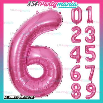 32 inch Big Number Foil PINK (sold by 10's)