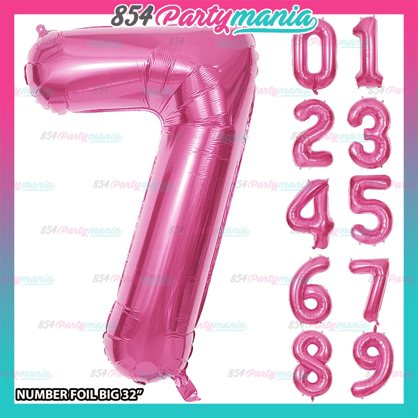 32 inch Big Number Foil PINK (sold by 10's)