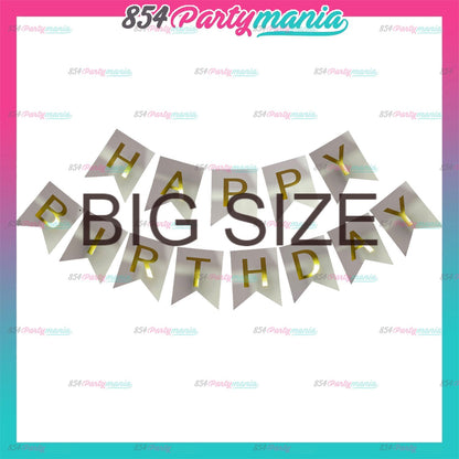 Happy Birthday Banner with Gold Print (12pcs min)