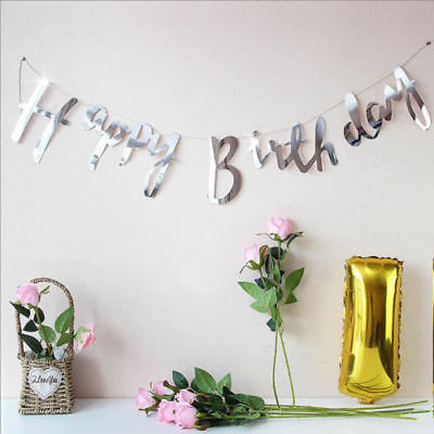 Happy Birthday Cursive Bunting Banner (sold by 12's/ color)