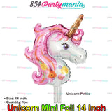 Mini Foil Balloons 14 inch Unicorn (sold by 50's)