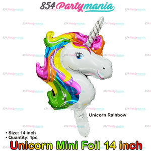 Mini Foil Balloons 14 inch Unicorn (sold by 50's)